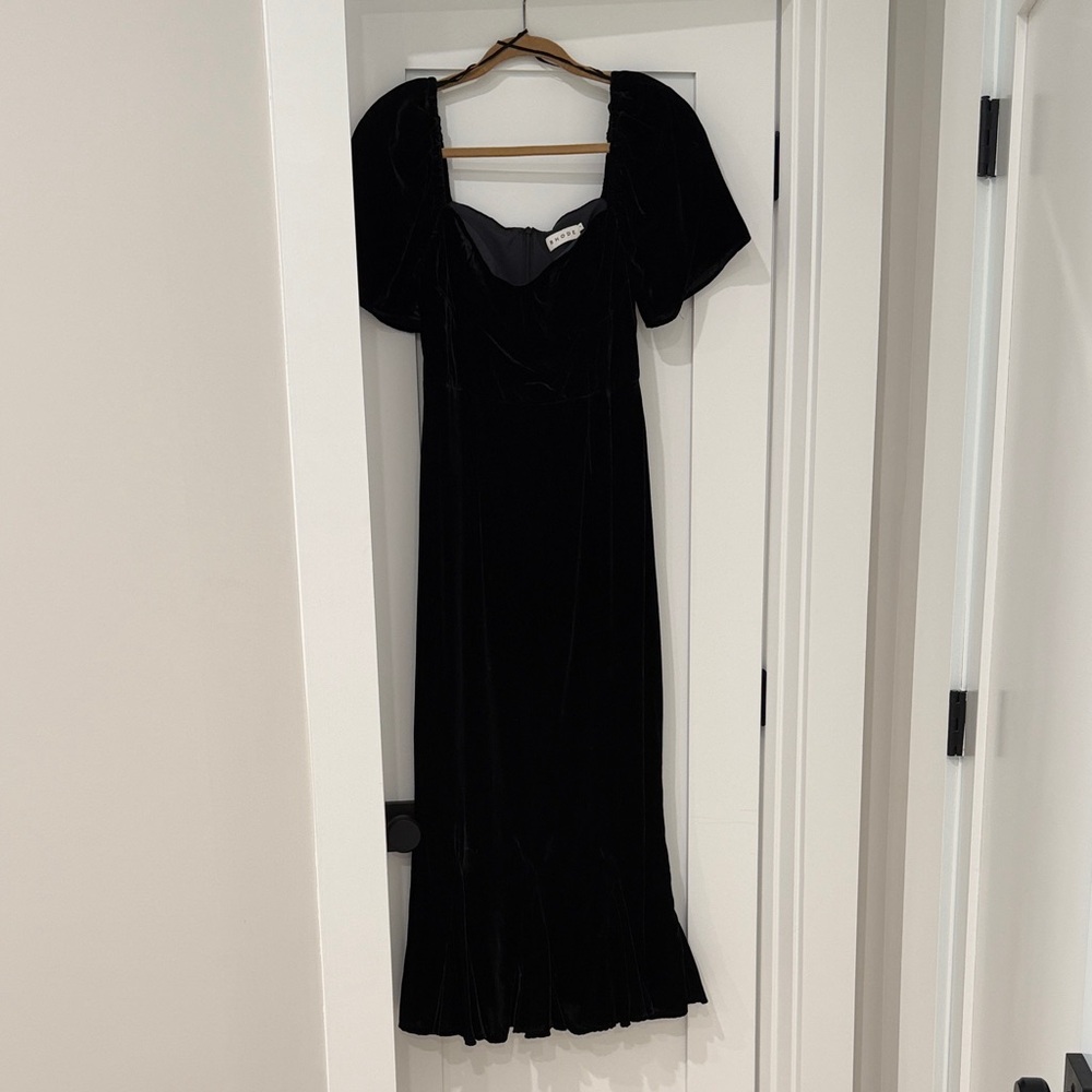 RHODE Black Velvet Long Sleeve Dress